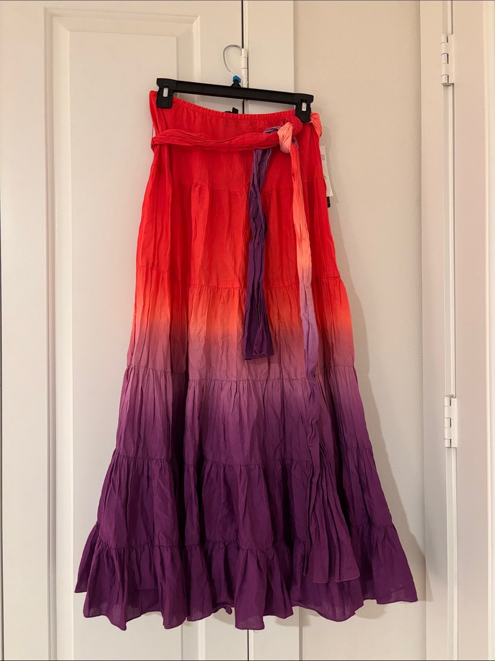 Karen Kane Red to Purple Ombre Tiered Maxi Skirt